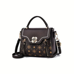 Metal Flower Crossbody Bag Top Handle Flap Purses