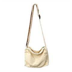 Vintage Canvas Crossbody Bag with Raw Trim - Small Messenger Bag
