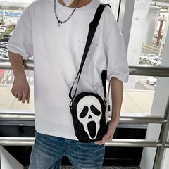Funny Ghost Shaped Crossbody Bag Halloween Elf Skull Shoulder Bag