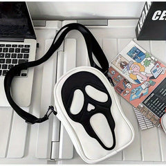 Funny Ghost Shaped Crossbody Bag Halloween Elf Skull Shoulder Bag