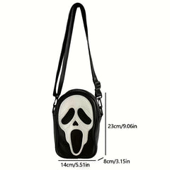 Funny Ghost Shaped Crossbody Bag Halloween Elf Skull Shoulder Bag
