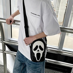 Funny Ghost Shaped Crossbody Bag Halloween Elf Skull Shoulder Bag