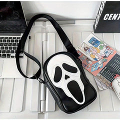 Funny Ghost Shaped Crossbody Bag Halloween Elf Skull Shoulder Bag