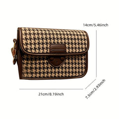 Vintage Houndstooth Crossbody Bag for Women