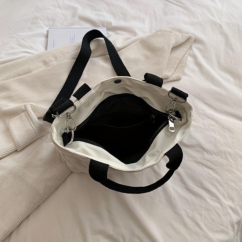 Large Capacity Argyle Pattern Shoulder Bag Minimalist Nylon Crossbody Bag