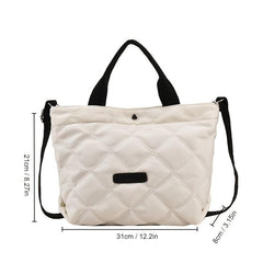 Large Capacity Argyle Pattern Shoulder Bag Minimalist Nylon Crossbody Bag