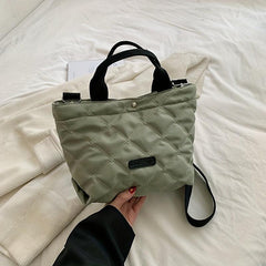 Large Capacity Argyle Pattern Shoulder Bag Minimalist Nylon Crossbody Bag