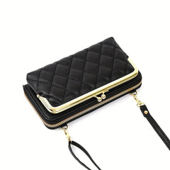 Argyle Pattern Coin Purse Shoulder Bag with Detachable Strap