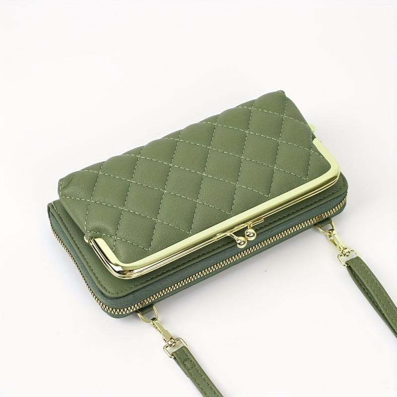 Argyle Pattern Coin Purse Shoulder Bag with Detachable Strap