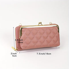 Argyle Pattern Coin Purse Shoulder Bag with Detachable Strap