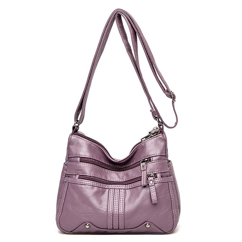 Zipper Shoulder Bag Crossbody Bag Faux Leather Adjustable Strap