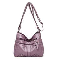 Zipper Shoulder Bag Crossbody Bag Faux Leather Adjustable Strap
