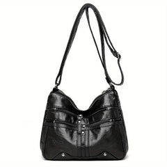 Zipper Shoulder Bag Crossbody Bag Faux Leather Adjustable Strap