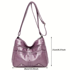 Zipper Shoulder Bag Crossbody Bag Faux Leather Adjustable Strap