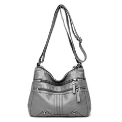 Zipper Shoulder Bag Crossbody Bag Faux Leather Adjustable Strap
