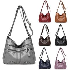 Zipper Shoulder Bag Crossbody Bag Faux Leather Adjustable Strap