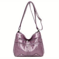 Zipper Shoulder Bag Crossbody Bag Faux Leather Adjustable Strap