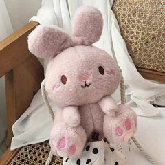 Rabbit Plush Cartoon Bag Furry Shoulder Bag Cute Gift for Birthday Crossbody Bag