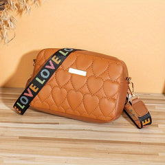 Quilted Crossbody Bag Solid PU Leather Shoulder Bag Women's Stylish Handbag