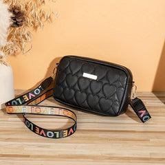 Quilted Crossbody Bag Solid PU Leather Shoulder Bag Women's Stylish Handbag