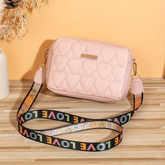 Quilted Crossbody Bag Solid PU Leather Shoulder Bag Women's Stylish Handbag