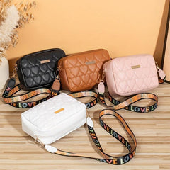 Quilted Crossbody Bag Solid PU Leather Shoulder Bag Women's Stylish Handbag