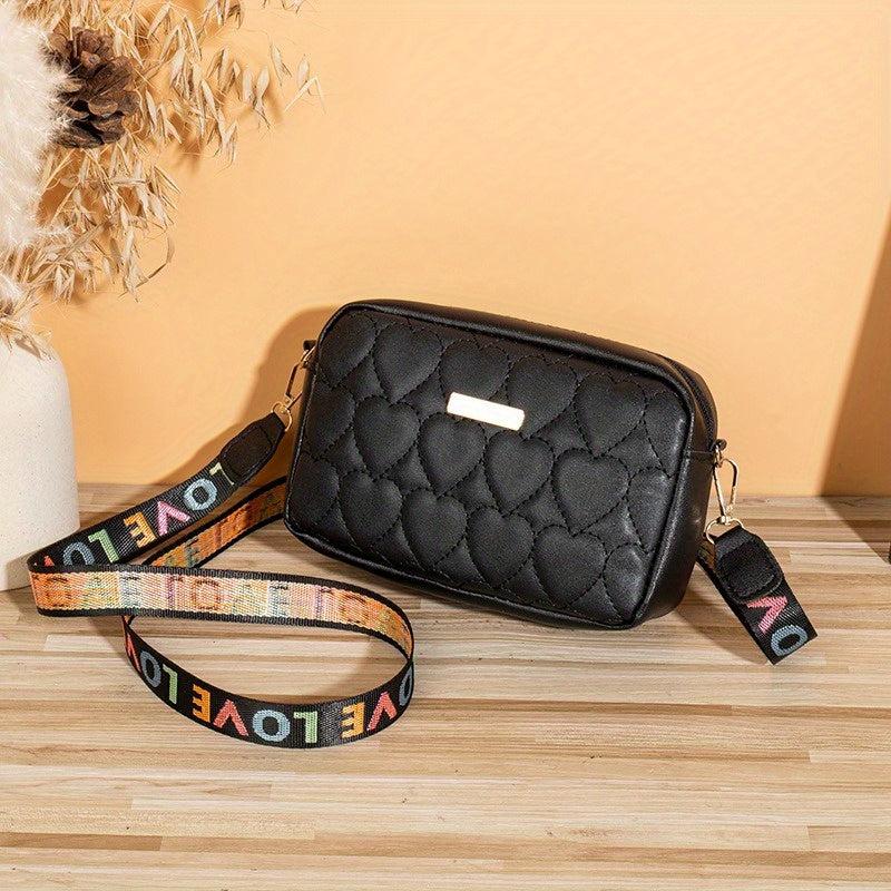 Quilted Crossbody Bag Solid PU Leather Shoulder Bag Women's Stylish Handbag
