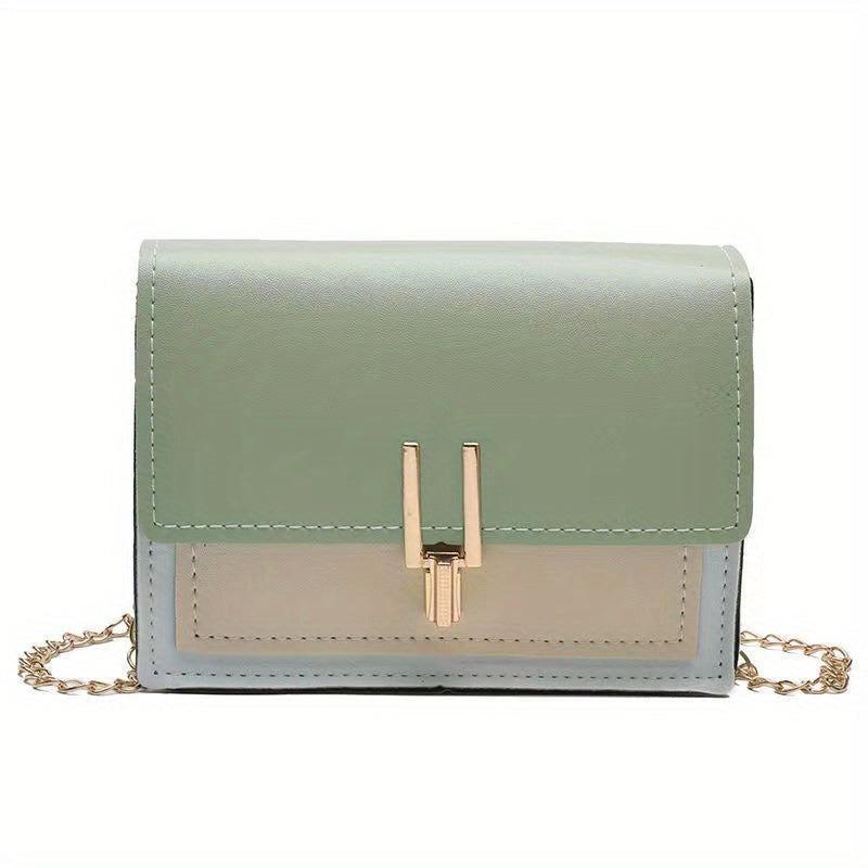 Chain Crossbody Bag Square Shoulder Bag Women's Small PU Flap Purse