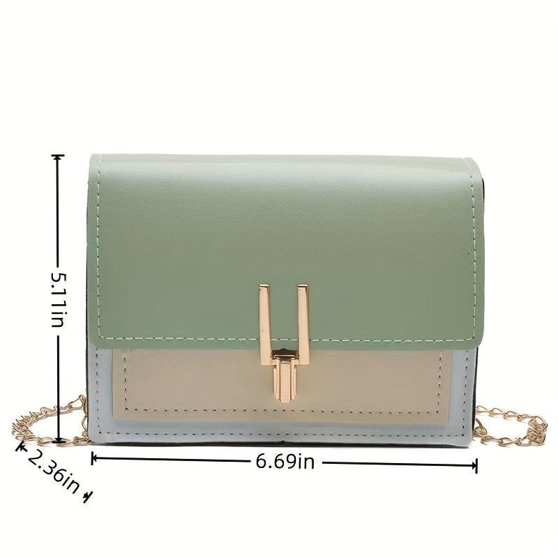 Chain Crossbody Bag Square Shoulder Bag Women's Small PU Flap Purse