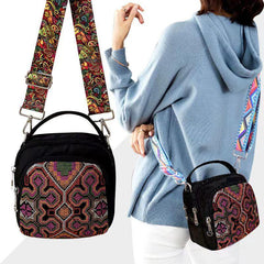 Embroidery Crossbody Bag Large Capacity Zipper Neon Shoulder Bag