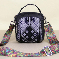Embroidery Crossbody Bag Large Capacity Zipper Neon Shoulder Bag