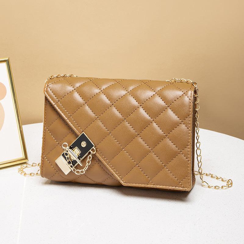 Quilted Chain Crossbody Bag Square Shoulder Bag Women's Faux Leather Flap Purse