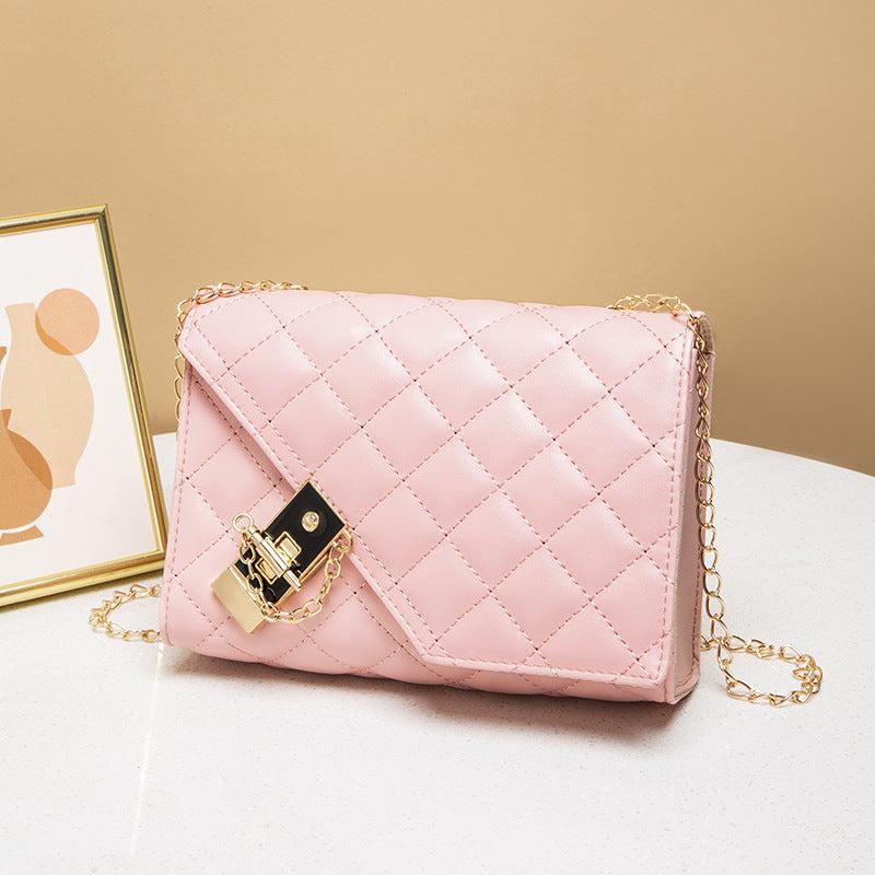 Quilted Chain Crossbody Bag Square Shoulder Bag Women's Faux Leather Flap Purse