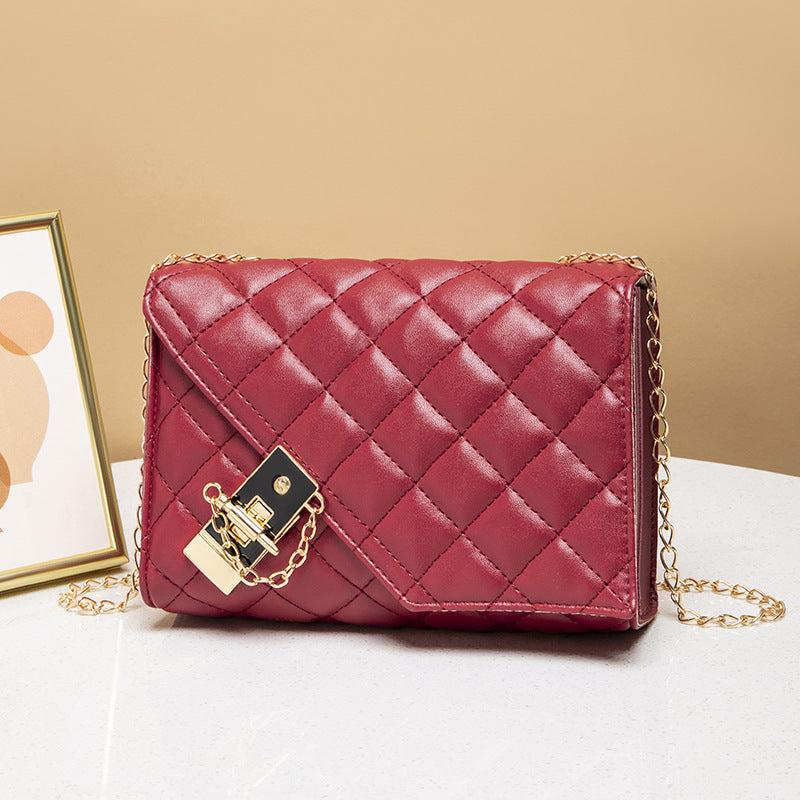 Quilted Chain Crossbody Bag Square Shoulder Bag Women's Faux Leather Flap Purse