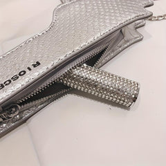 Gun Shape Letter Print PU Leather Shoulder Bag