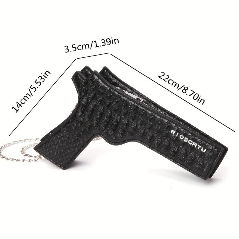Gun Shape Letter Print PU Leather Shoulder Bag