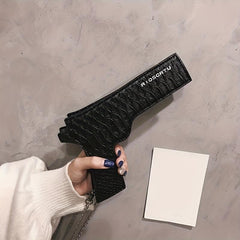 Gun Shape Letter Print PU Leather Shoulder Bag