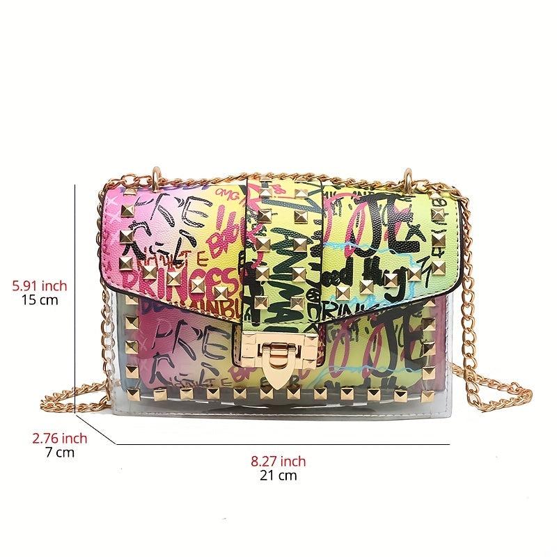 Metal Chain Clear Crossbody Satchel Bag