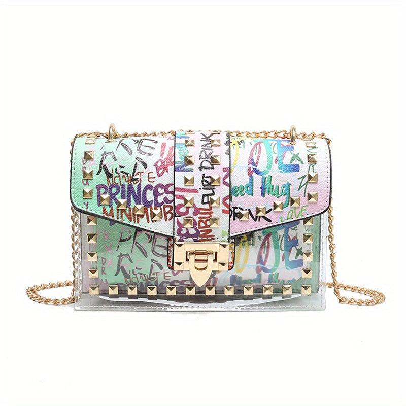 Metal Chain Clear Crossbody Satchel Bag