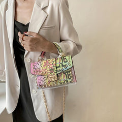 Metal Chain Clear Crossbody Satchel Bag
