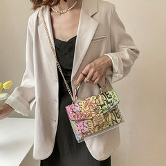 Metal Chain Clear Crossbody Satchel Bag