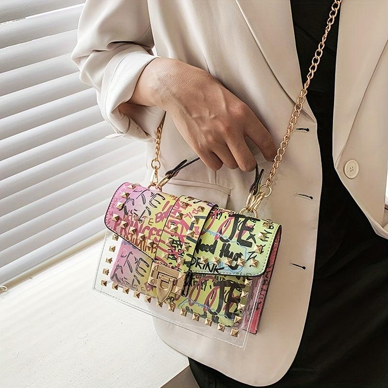 Metal Chain Clear Crossbody Satchel Bag