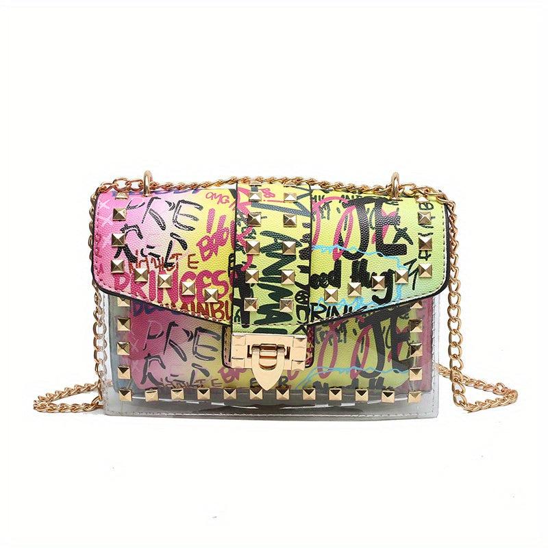 Metal Chain Clear Crossbody Satchel Bag
