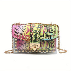 Metal Chain Clear Crossbody Satchel Bag