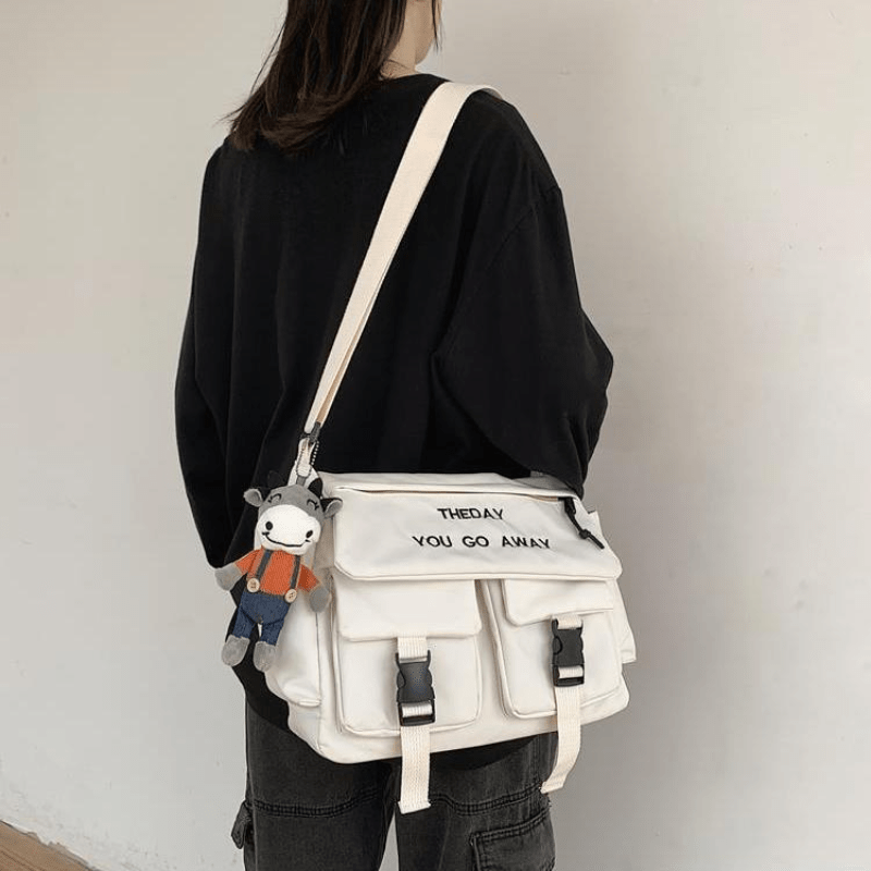 Letter Embroidery Satchel Purse Crossbody Messenger Bag