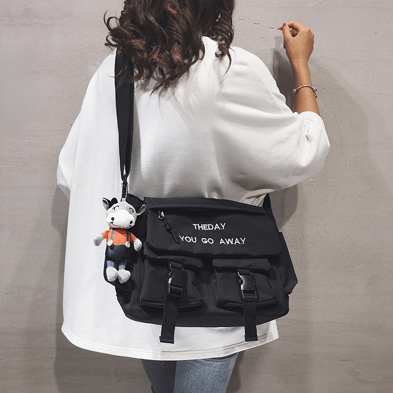 Letter Embroidery Satchel Purse Crossbody Messenger Bag