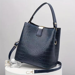 Crocodile Embossed Bucket Bag Crossbody