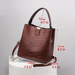 Crocodile Embossed Bucket Bag Crossbody
