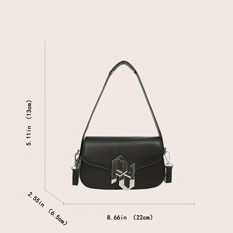 Metal Decor Crossbody Bag Niche Underarm Purse
