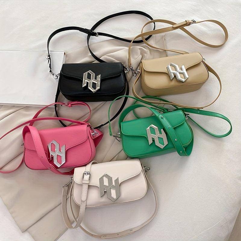 Metal Decor Crossbody Bag Niche Underarm Purse